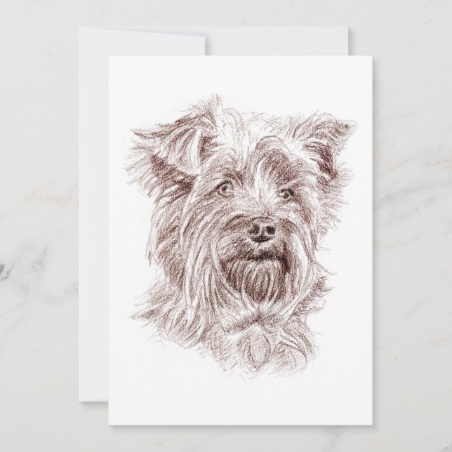 Invitación Dibujo de Yorkshire Terrier (Anverso)