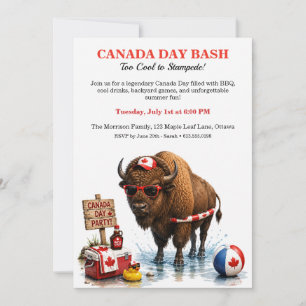 Invitación Dibujo divertido de bisonte canadiense para el Día
