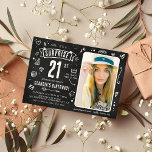 Invitación Dibujo divertido en pizarra Sorpresa de cumpleaños<br><div class="desc">¡Dibujo moderno en pizarra 'Shhh... Es una sorpresa' Invitación de cumpleaños número 21! Simplemente sube una foto y personaliza la plantilla con los detalles de tu evento.</div>