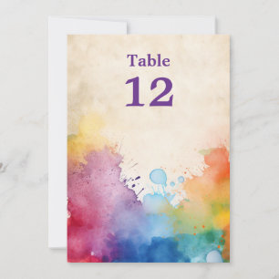 Invitación Dibujo divertido salpicaduras Número de tabla