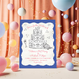 Invitación Dibujo Doodle Funky Waved Edge Boda