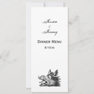 Invitación Dibujo en blanco y negro de cabeza de jabalí vinta