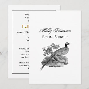 Invitación Dibujo en blanco y negro de faisán antiguo ave de 