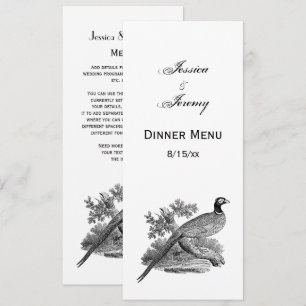 Invitación Dibujo en blanco y negro de faisán vintage ave de 