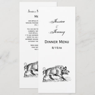 Invitación Dibujo en blanco y negro de jabalí vintage #2