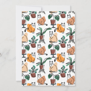 Invitación Dibujo en línea de gatos y flores