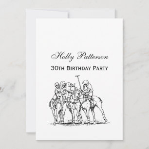 Invitación Dibujo Estilizado Vintage de Partido de Polo #1 Ne