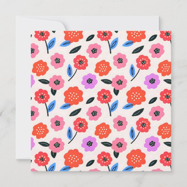 Invitación Dibujo Han patrón de flores (Anverso)