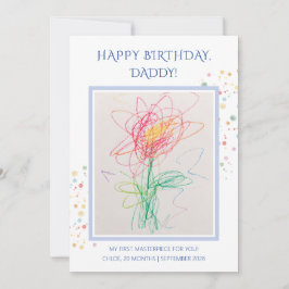 Invitación Dibujo infantil Foto Feliz cumpleaños Papá Recuerd