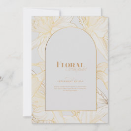Invitación Dibujo lineal de flores de narcisos de primavera.