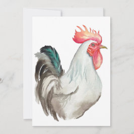 Invitación Dibujo manual de acuarela de un gallo