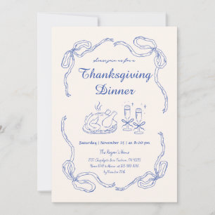 Invitación Dibujo manual Doodle Whimsical Bow Cena de Acción 
