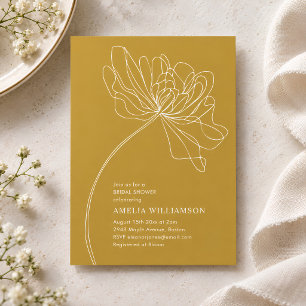 Invitación Dibujo Minimalista de Flor Amarilla para Despedida