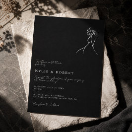Invitación Dibujo Moderno Precioso Boda Romántica