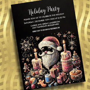 Invitación Dibujo Santa del Pastel de fiestas de vacaciones