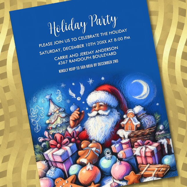 Invitación Dibujo Santa del Pastel de fiestas de vacaciones (Subido por el creador)