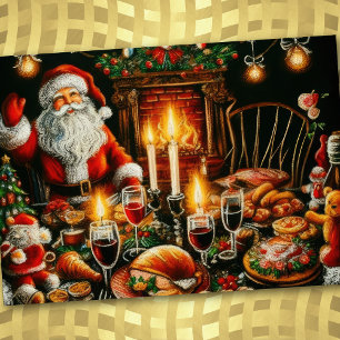 Invitación Dibujo Santa del Pastel de fiestas de vacaciones
