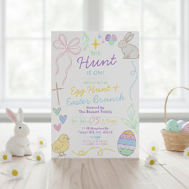 Invitación Dibujos a Mano Alzada Caprichosos Fiesta de Pascua