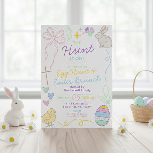 Invitación Dibujos a Mano Alzada Caprichosos Fiesta de Pascua