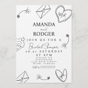 Invitación Dibujos a mano de amor para Despedida de soltera