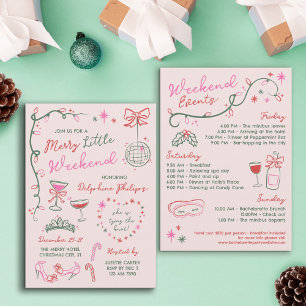 Invitación Dibujos a Mano Divertido Fin de Semana de Despedid