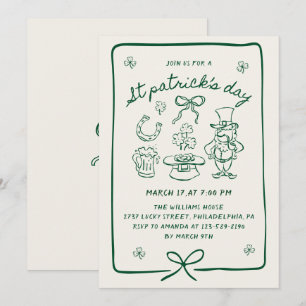 Invitación Dibujos a mano Garabatos Arco Día de San Patricio 