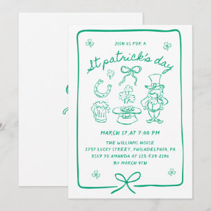 Invitación Dibujos a mano Garabatos Arco Día de San Patricio