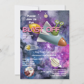 Invitación Dibujos animados alienígenas chicas ovni tema espa