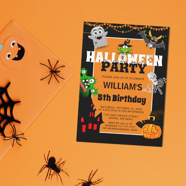 Invitación Dibujos animados lindos de Halloween cumpleaños de (Subido por el creador)