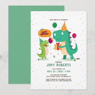 Invitación Dibujos animados lindos dinosaurios niños Feliz cu
