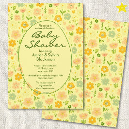 Invitación Dibujos de flores amarillas de primavera para baby