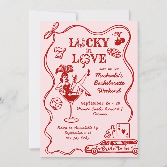 Invitación Dibujos del fin de semana de despedida de soltera  (Anverso)