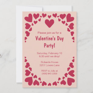 Invitación Dibujos dispersos del corazón en la fiesta de San 