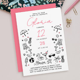 Invitación Dibujos divertidos de verano para una fiesta en la