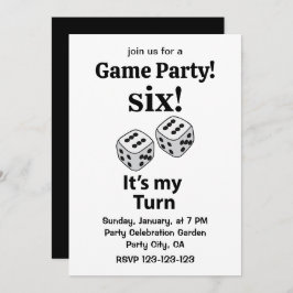 Invitación Dice Rolling Six It's My Turn Roll Dice