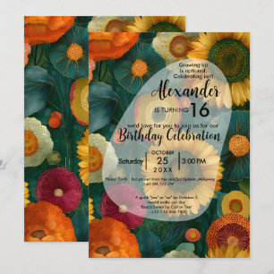 Invitación Dicha Botánica Diseño de Flores Coloridas
