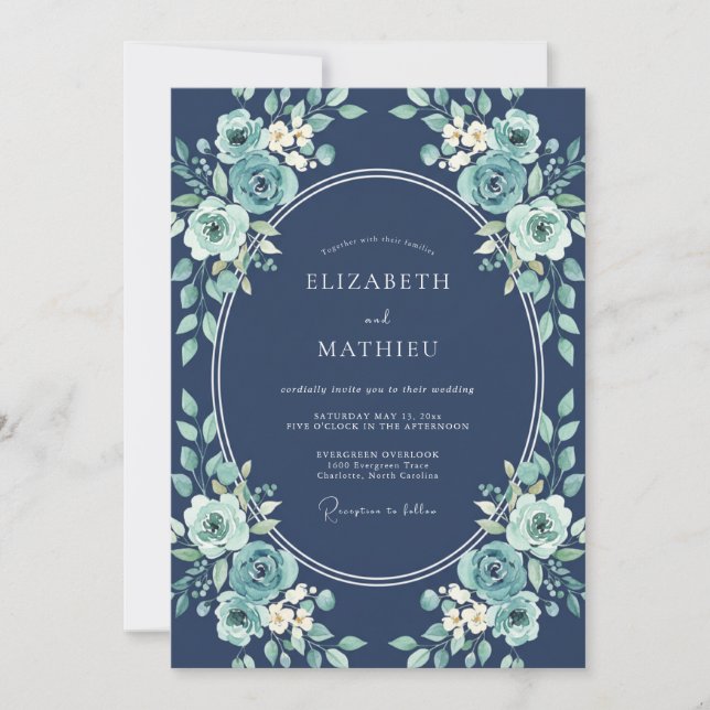 Invitación Dicha Botánica Verde Nupcial (Anverso)