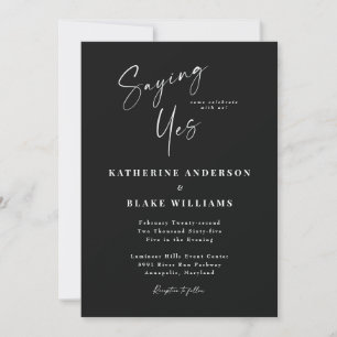Invitación Diciendo Sí Negro Elegante Sin Padres Boda