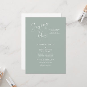 Invitación Diciendo Sí Sage Novia Elegante Padres Boda