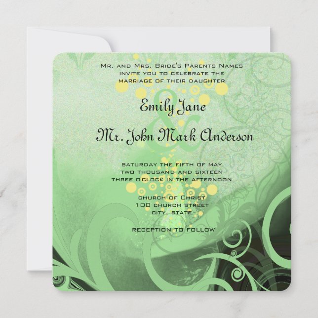 Invitación Die Cut Green Calla Lily Boda (Anverso)