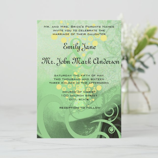 Invitación Die Cut Green Calla Lily Boda (Anverso de pie)