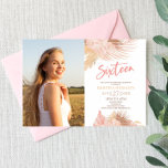 Invitación Dieciséis Boho Pink Photo 16th Birthday Party<br><div class="desc">Este es un Personalizado de Flor Floral de Boho Pink 16.ª Invitación a la fiesta de cumpleaños.</div>
