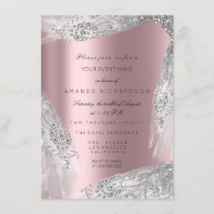 Invitación Dieciseis Cumpleaños Rosado Novia Rosa Malva Gris 