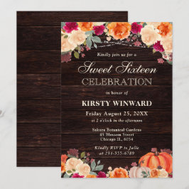 Invitación Dieciséis Dulces Florales de Calabaza Naranja de O