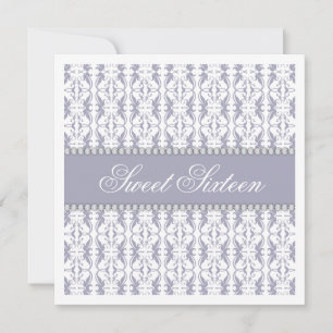 Invitación Dieciséis Fiestas de mandíbula morada blanco Damas