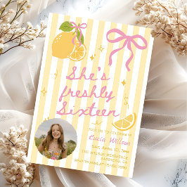 Invitación Dieciséis limones frescos rosa y amarillo Cumpleañ