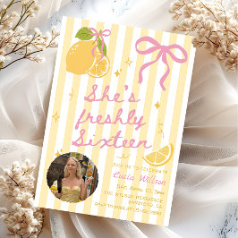 Invitación Dieciséis limones frescos rosa y amarillo Cumpleañ