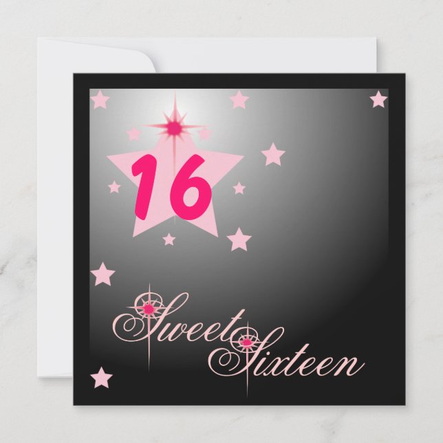Invitación Dieciséis-Personalizar dulce de las estrellas y de (Anverso)