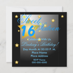 Invitación Dieciséis-Personalizar dulce de las estrellas y de