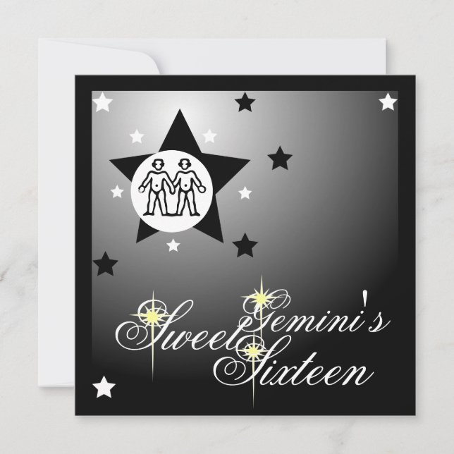 Invitación Dieciséis-Personalizar zodiacal del dulce de la (Anverso)